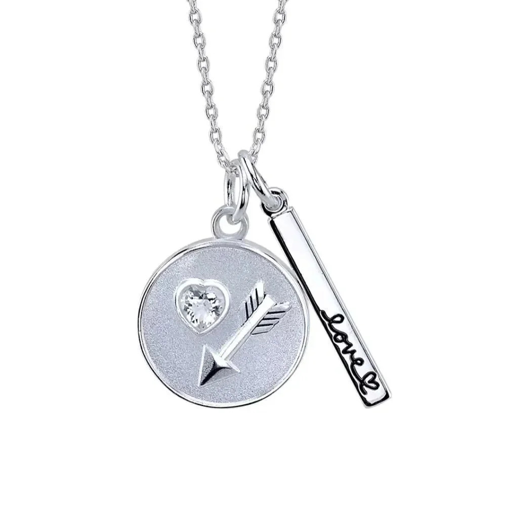 Love SilverPlated "Trust Your Heart,It Knows The Way"Crystal Heart Necklace